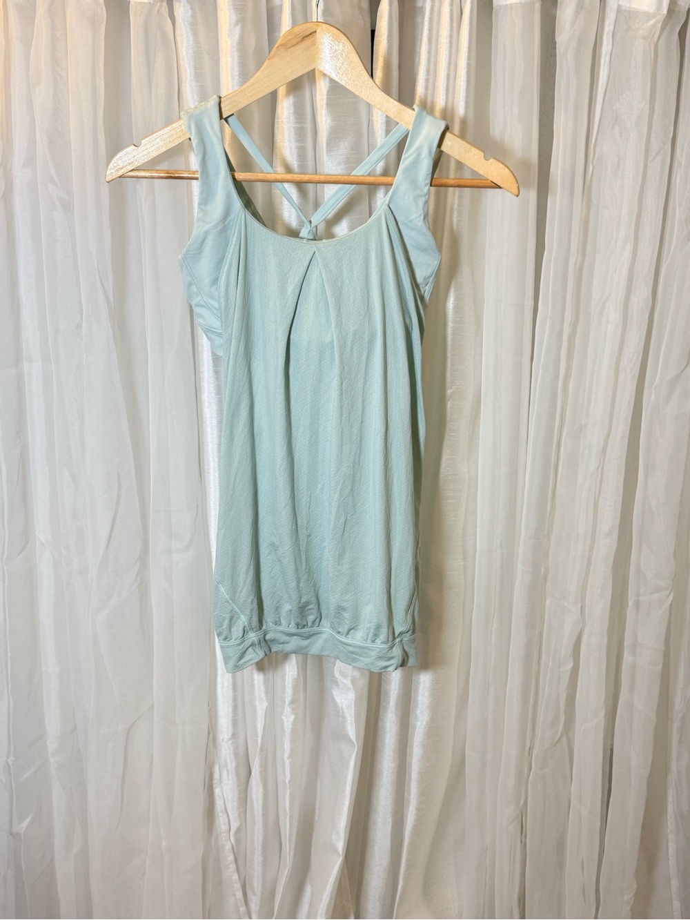 Light Blue Women's Tank Top with Crisscross Back